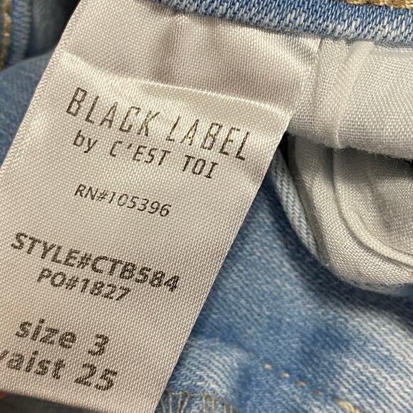 Black Label C'est Toi Light Wash Blue Denim Flare Jeans Women 25 70s Retro - Picture 7 of 9